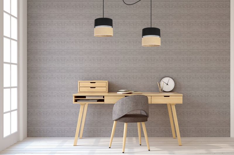 Lampa sufitowa wisząca Light Home LH Juta Pająk 2x E27 60W abażur 20cm tkanina czarny 1szt.
