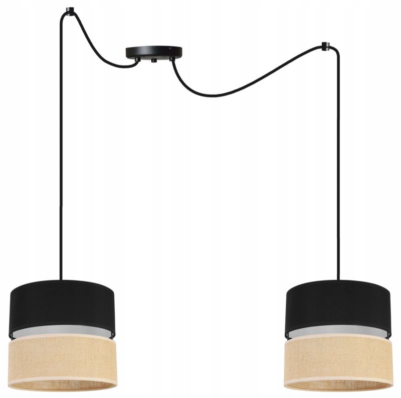 Lampa sufitowa wisząca Light Home LH Juta Pająk 2x E27 60W abażur 20cm tkanina czarny 1szt.