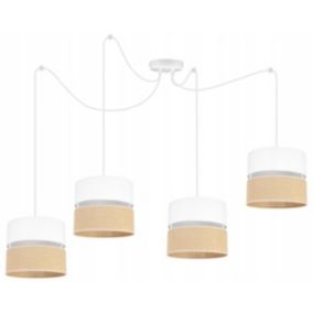 Lampa sufitowa wisząca Light Home LH Juta Pająk 4x E27 60W abażur 20cm tkanina biały 1szt.