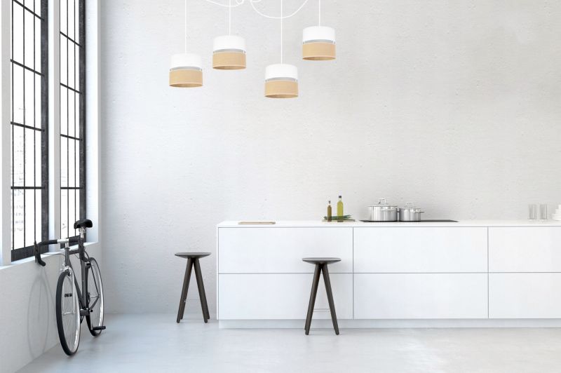 Lampa sufitowa wisząca Light Home LH Juta Pająk 4x E27 60W abażur 20cm tkanina biały 1szt.