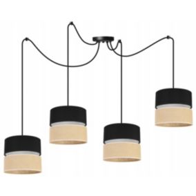 Lampa sufitowa wisząca Light Home LH Juta Pająk 4x E27 60W abażur 20cm tkanina czarny 1szt.