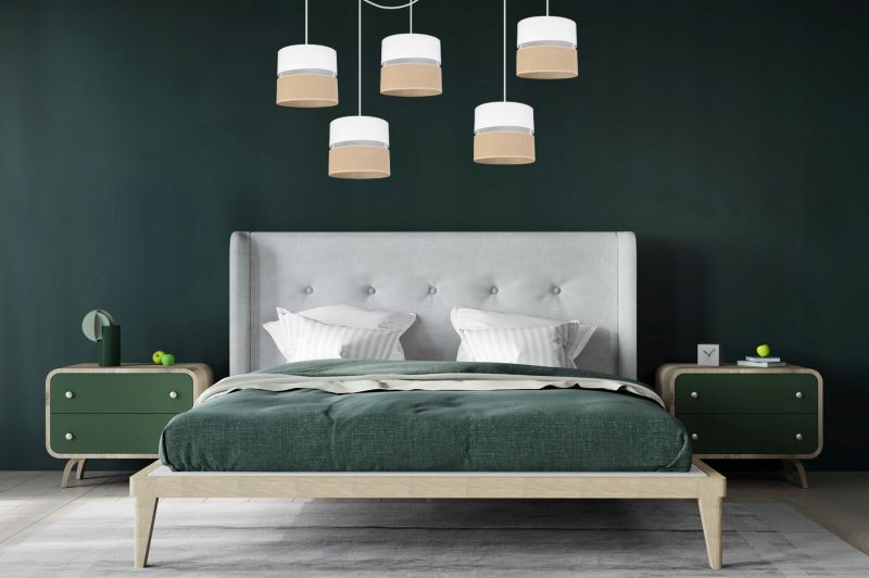 Lampa sufitowa wisząca Light Home LH Juta Pająk 5x E27 60W abażur 20cm tkanina biały 1szt.