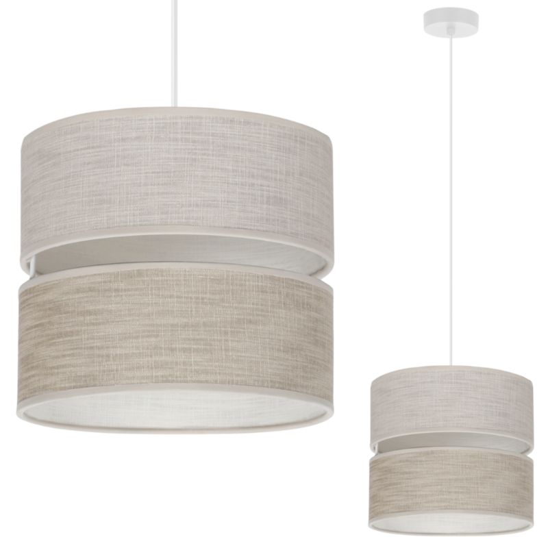 Lampa sufitowa wisząca Light Home LH Len Duo 1x E27 60W klosz 20cm biały/j.beżowy 1szt.