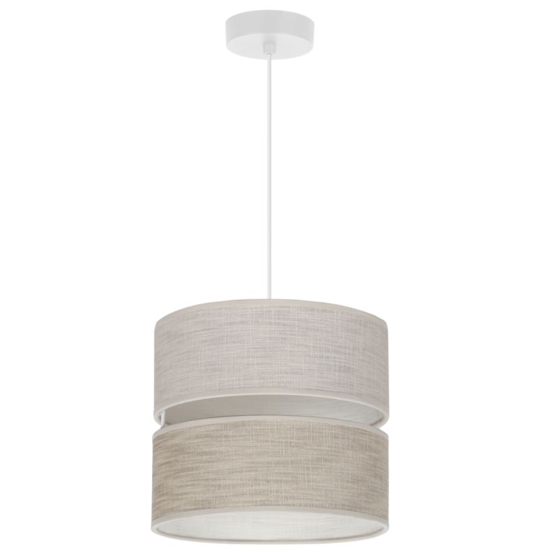 Lampa sufitowa wisząca Light Home LH Len Duo 1x E27 60W klosz 20cm biały/j.beżowy 1szt.