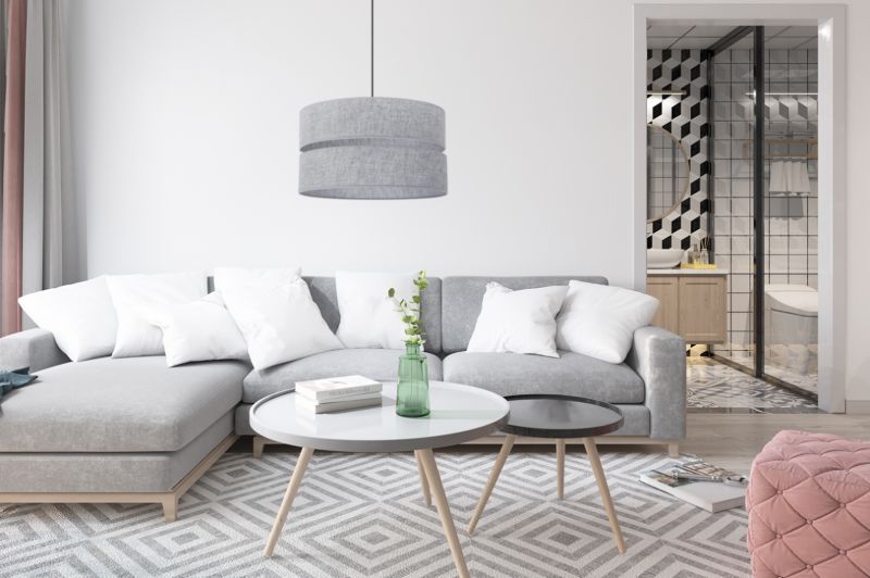 Lampa sufitowa wisząca Light Home LH Len Duo 1x E27 60W klosz 40cm czarny/szary 1szt.