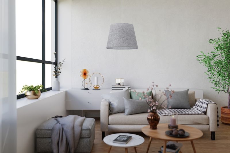 Lampa sufitowa wisząca Light Home LH Len Stożek 1x E27 60W klosz 38cm biały/szary 1szt.