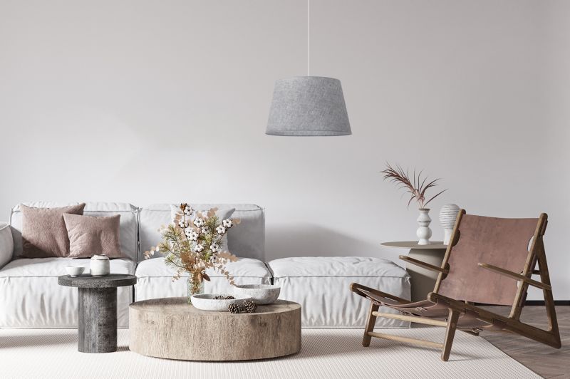 Lampa sufitowa wisząca Light Home LH Len Stożek 1x E27 60W klosz 44cm biały/szary 1szt.