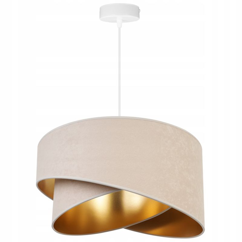 Lampa sufitowa wisząca Light Home LH Mediolan 1x E27 60W abażur beżowy/złoty 1szt.