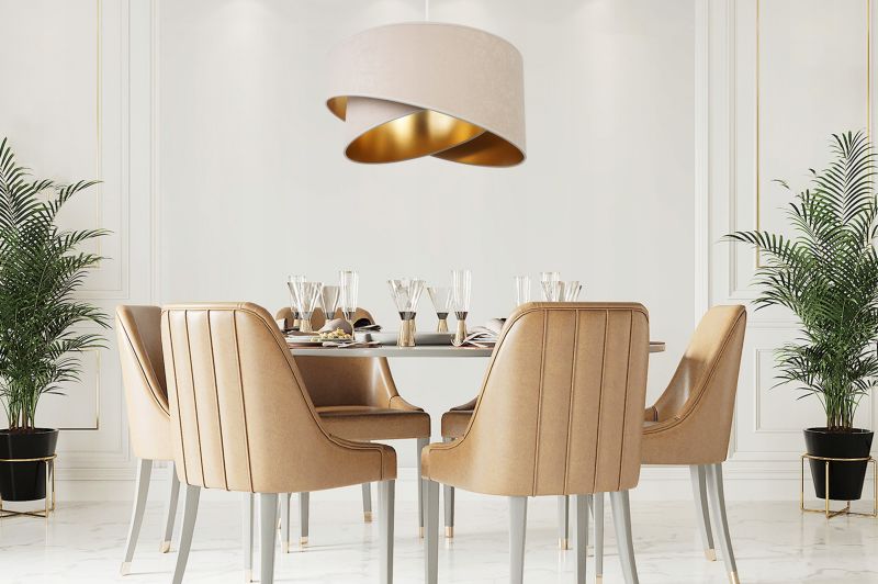 Lampa sufitowa wisząca Light Home LH Mediolan 1x E27 60W abażur beżowy/złoty 1szt.