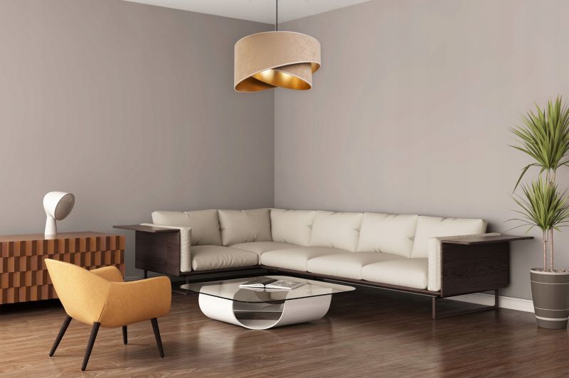 Lampa sufitowa wisząca Light Home LH Mediolan Welur 1x E27 60W beżowy/złoty 1szt.