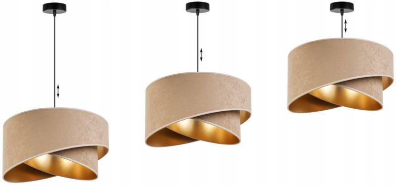 Lampa sufitowa wisząca Light Home LH Mediolan Welur 1x E27 60W beżowy/złoty 1szt.