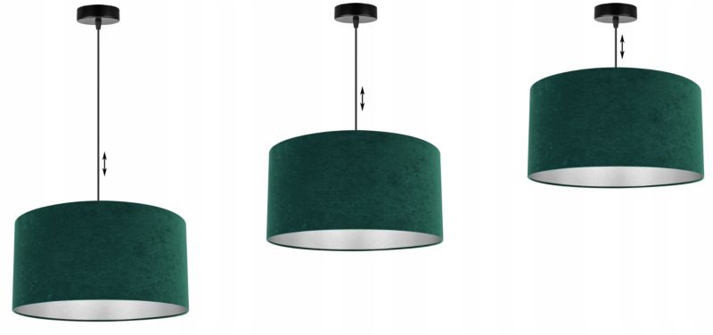 Lampa sufitowa wisząca Light Home LH Mediolan Welur 1x E27 60W butelkowy zielony/srebrny 1szt.
