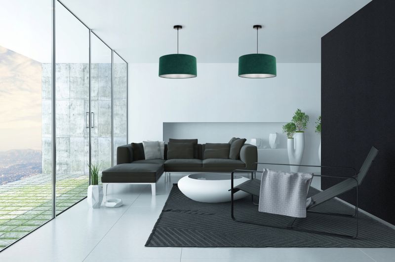 Lampa sufitowa wisząca Light Home LH Mediolan Welur 1x E27 60W butelkowy zielony/srebrny 1szt.