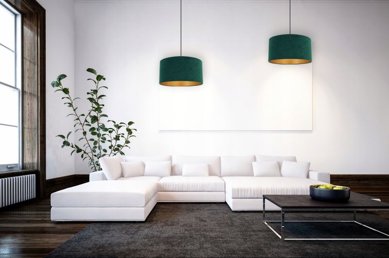 Lampa sufitowa wisząca Light Home LH Mediolan Welur 1x E27 60W butelkowy zielony/złoty 40cm 1szt.