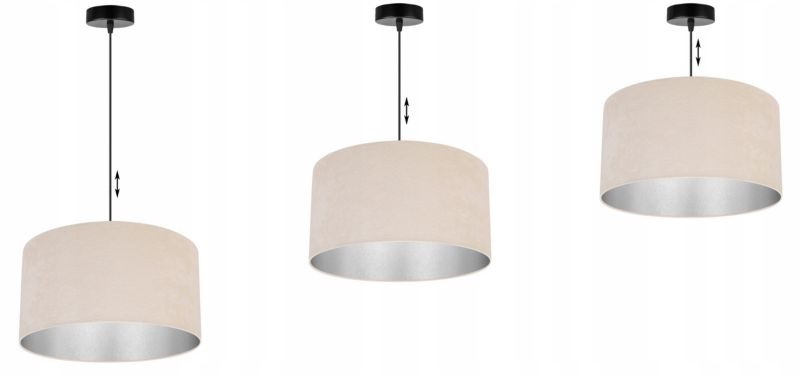 Lampa sufitowa wisząca Light Home LH Mediolan Welur 1x E27 60W ciepły kremowy/srebrny 35cm 1szt.