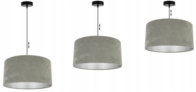 Lampa sufitowa wisząca Light Home LH Mediolan Welur 1x E27 60W ciepły szary/srebrny 1szt.