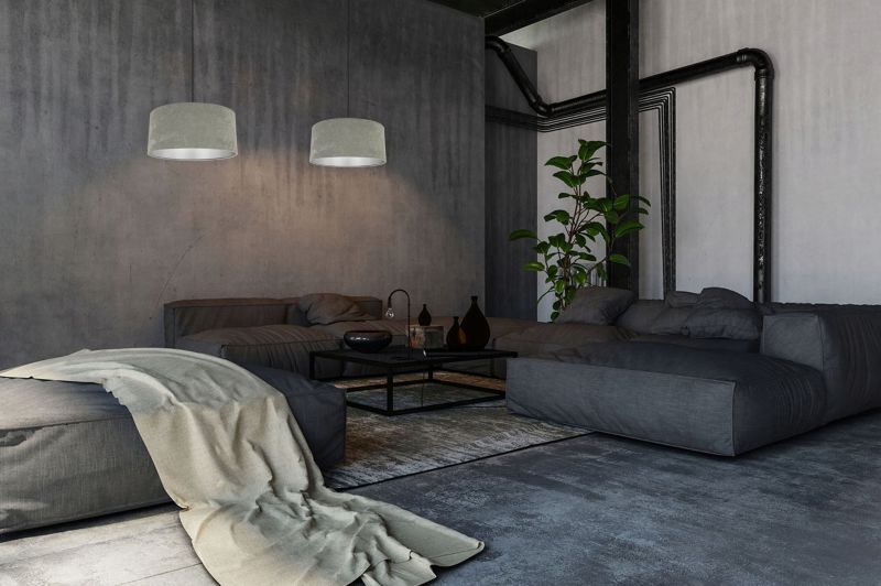 Lampa sufitowa wisząca Light Home LH Mediolan Welur 1x E27 60W ciepły szary/srebrny 1szt.