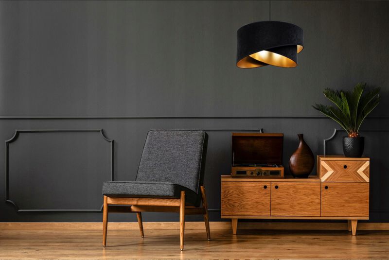 Lampa sufitowa wisząca Light Home LH Mediolan Welur 1x E27 60W czarny/złoty 1szt.