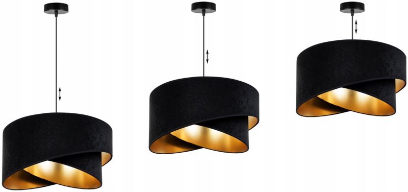 Lampa sufitowa wisząca Light Home LH Mediolan Welur 1x E27 60W czarny/złoty 1szt.