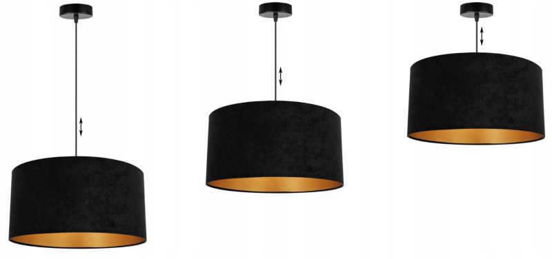 Lampa sufitowa wisząca Light Home LH Mediolan Welur 1x E27 60W czarny/złoty 40cm 1szt.