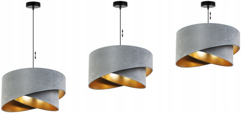Lampa sufitowa wisząca Light Home LH Mediolan Welur 1x E27 60W jasny szary/złoty 1szt.
