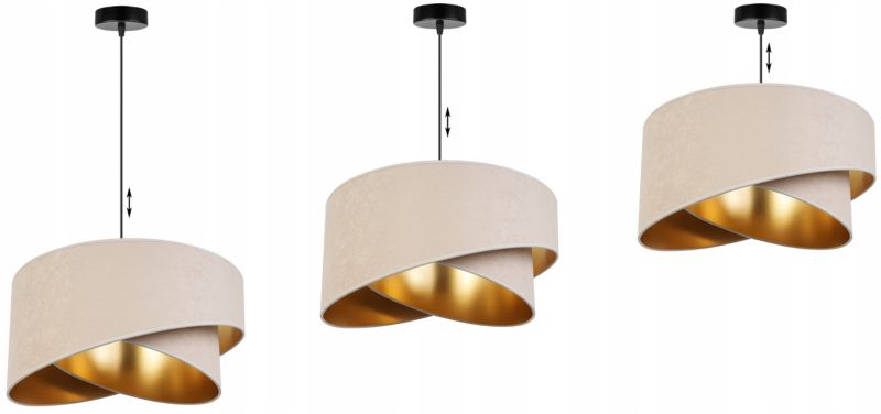 Lampa sufitowa wisząca Light Home LH Mediolan Welur 1x E27 60W kremowy/złoty 1szt.