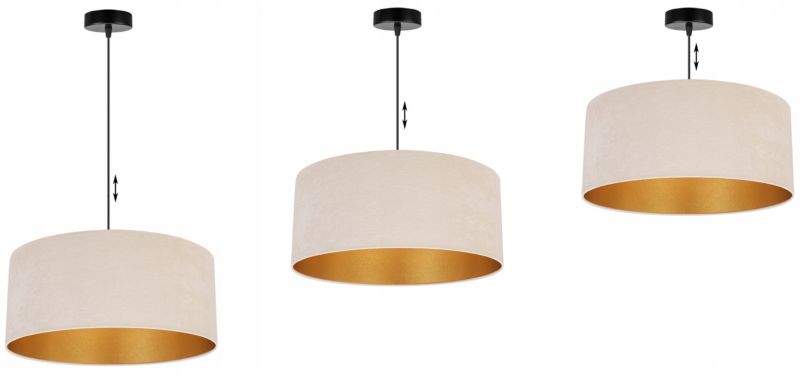 Lampa sufitowa wisząca Light Home LH Mediolan Welur 1x E27 60W kremowy/złoty 1szt.
