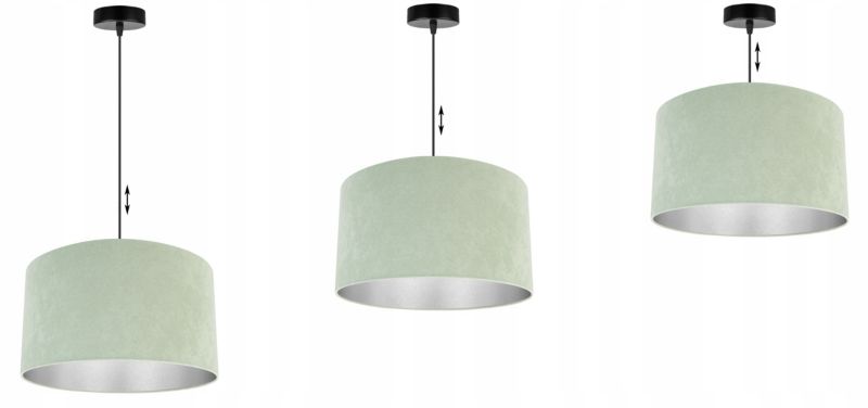 Lampa sufitowa wisząca Light Home LH Mediolan Welur 1x E27 60W miętowy/srebrny 35cm 1szt.