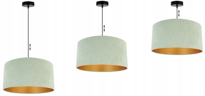Lampa sufitowa wisząca Light Home LH Mediolan Welur 1x E27 60W miętowy/złoty 40cm 1szt.