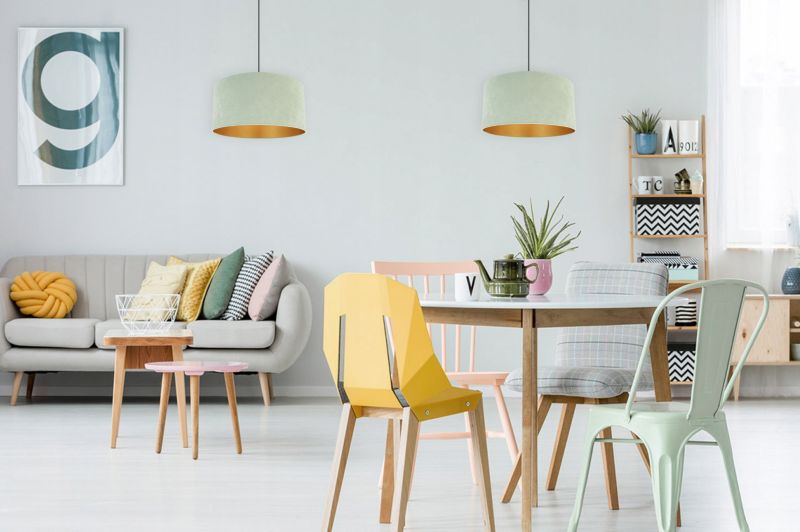 Lampa sufitowa wisząca Light Home LH Mediolan Welur 1x E27 60W miętowy/złoty 40cm 1szt.