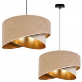 Lampa sufitowa wisząca Light Home LH Mediolan Welur 1x E27 60W mieszany beż/złoty 1szt.