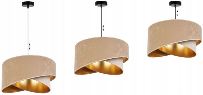 Lampa sufitowa wisząca Light Home LH Mediolan Welur 1x E27 60W mieszany beż/złoty 1szt.