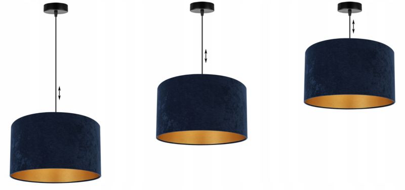 Lampa sufitowa wisząca Light Home LH Mediolan Welur 1x E27 60W niebieski/złoty 35cm 1szt.