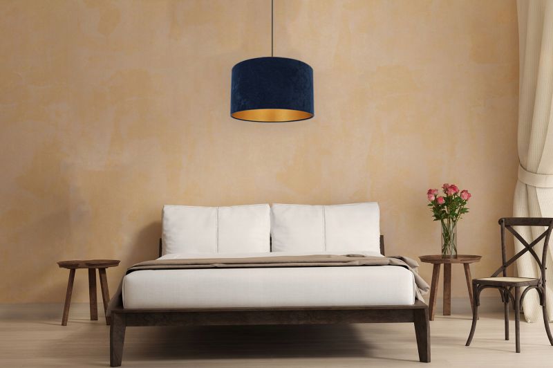 Lampa sufitowa wisząca Light Home LH Mediolan Welur 1x E27 60W niebieski/złoty 35cm 1szt.