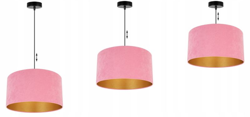 Lampa sufitowa wisząca Light Home LH Mediolan Welur 1x E27 60W różowy/złoty 35cm 1szt.