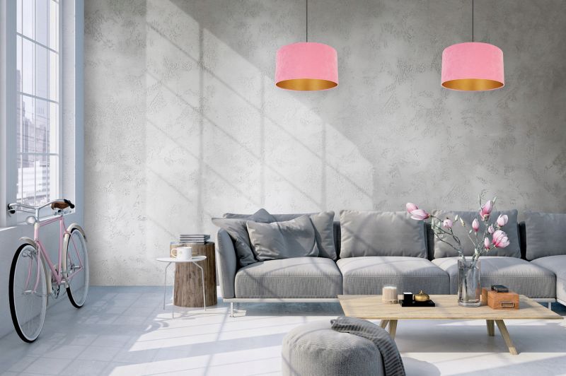 Lampa sufitowa wisząca Light Home LH Mediolan Welur 1x E27 60W różowy/złoty 35cm 1szt.