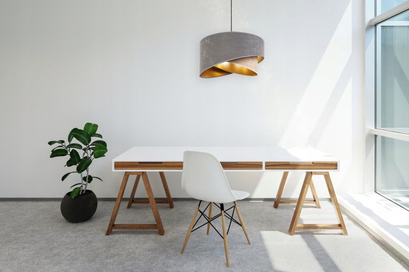 Lampa sufitowa wisząca Light Home LH Mediolan Welur 1x E27 60W szary/złoty 1szt.