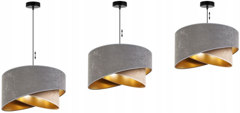Lampa sufitowa wisząca Light Home LH Mediolan Welur 1x E27 60W szary/złoty 1szt.