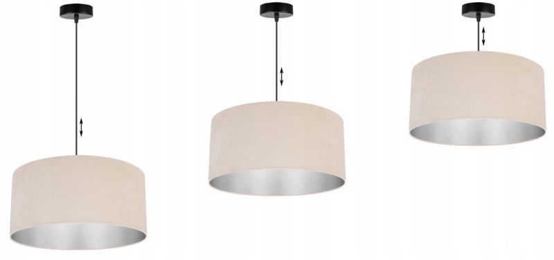 Lampa sufitowa wisząca Light Home LH Mediolan Welur 1x E27 60W zimny kremowy/srebrny 40cm 1szt.
