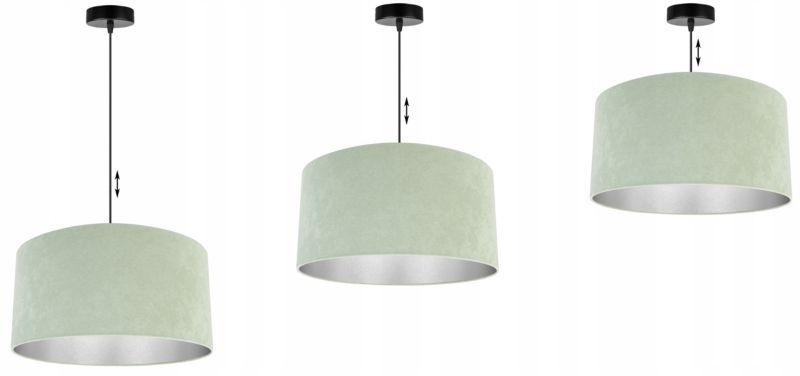 Lampa sufitowa wisząca Light Home LH Mediolan Welur 1x E27 60W zimny miętowy/srebrny 40cm 1szt.