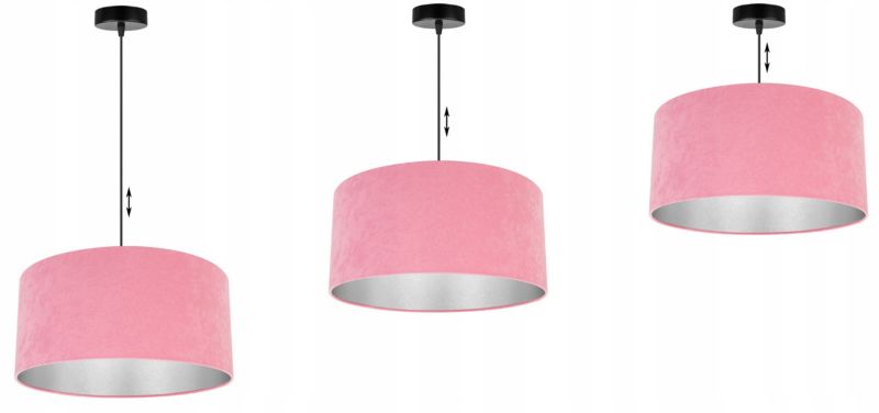 Lampa sufitowa wisząca Light Home LH Mediolan Welur 1x E27 60W zimny różowy/srebrny 40cm 1szt.