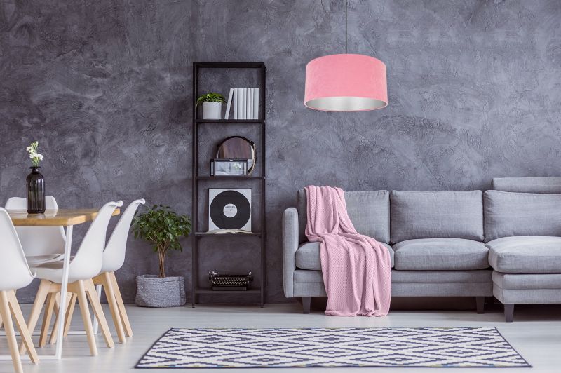 Lampa sufitowa wisząca Light Home LH Mediolan Welur 1x E27 60W zimny różowy/srebrny 40cm 1szt.