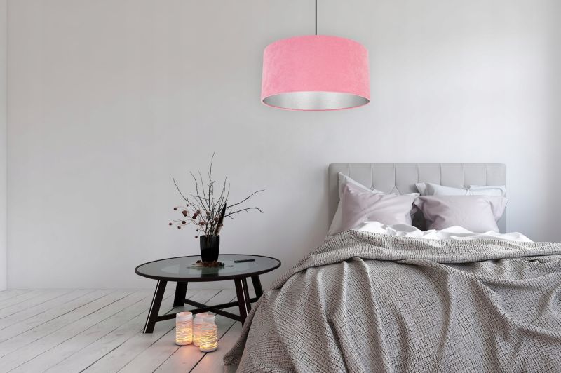 Lampa sufitowa wisząca Light Home LH Mediolan Welur 1x E27 60W zimny różowy/srebrny 40cm 1szt.