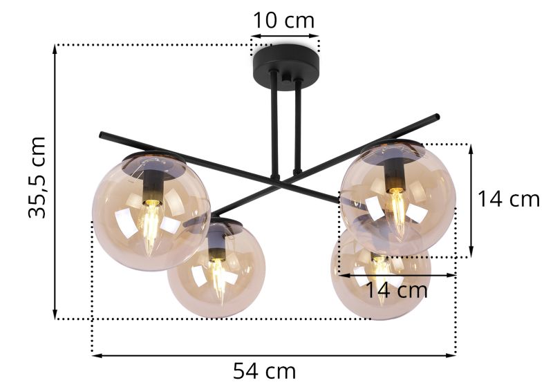 Lampa sufitowa wisząca Light Home LH Modena 4x E14 60W miodowy 1szt.