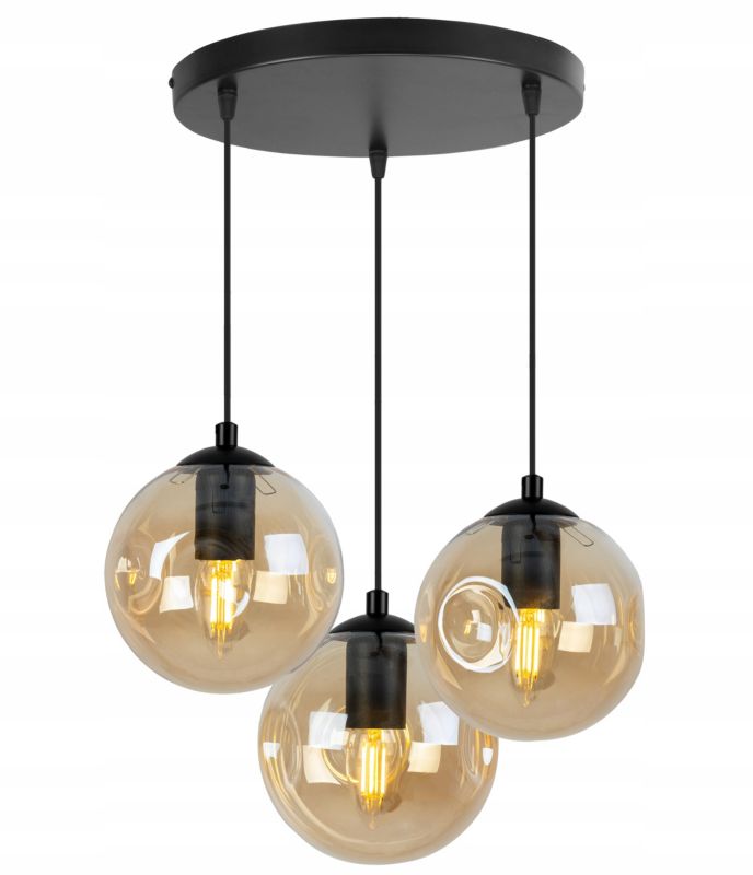 Lampa sufitowa wisząca Light Home LH Monako 3x E27 60W okrągła czarny/złoty 1szt.