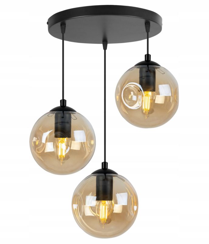 Lampa sufitowa wisząca Light Home LH Monako 3x E27 60W okrągła czarny/złoty 1szt.