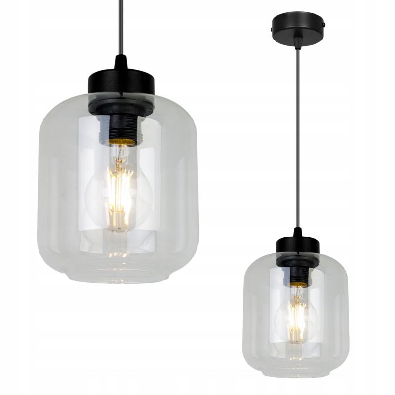 Lampa sufitowa wisząca Light Home LH Novalja 1x E27 60W czarny/bezbarwny 1szt.