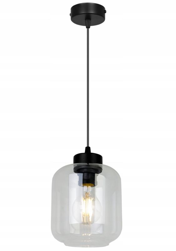 Lampa sufitowa wisząca Light Home LH Novalja 1x E27 60W czarny/bezbarwny 1szt.
