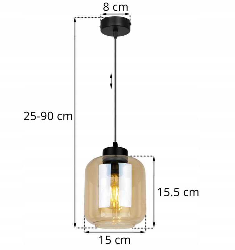 Lampa sufitowa wisząca Light Home LH Novalja 1x E27 60W czarny/miodowy 1szt.