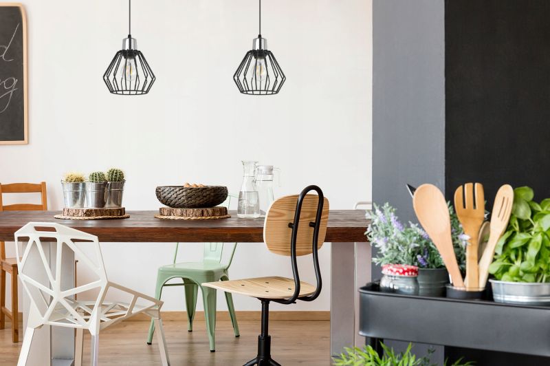 Lampa sufitowa wisząca Light Home LH Nuvola 1x E27 60W podstawa metalowa czarny/srebrny 1szt.